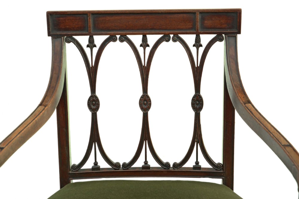 Antique fine quality Georgian mahogany elbow desk chair C1815 View VI