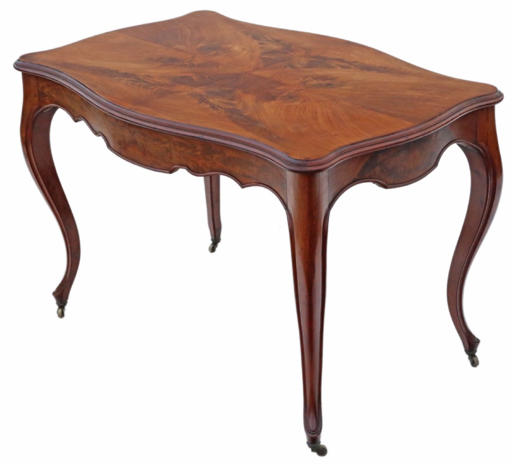 Antique 19th Century fine quality flame mahogany writing table C1890 View IV