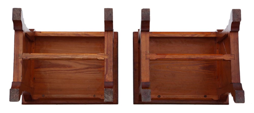 Antique quality pair of Gothic pitch pine throne hall chairs C1900 View VIII