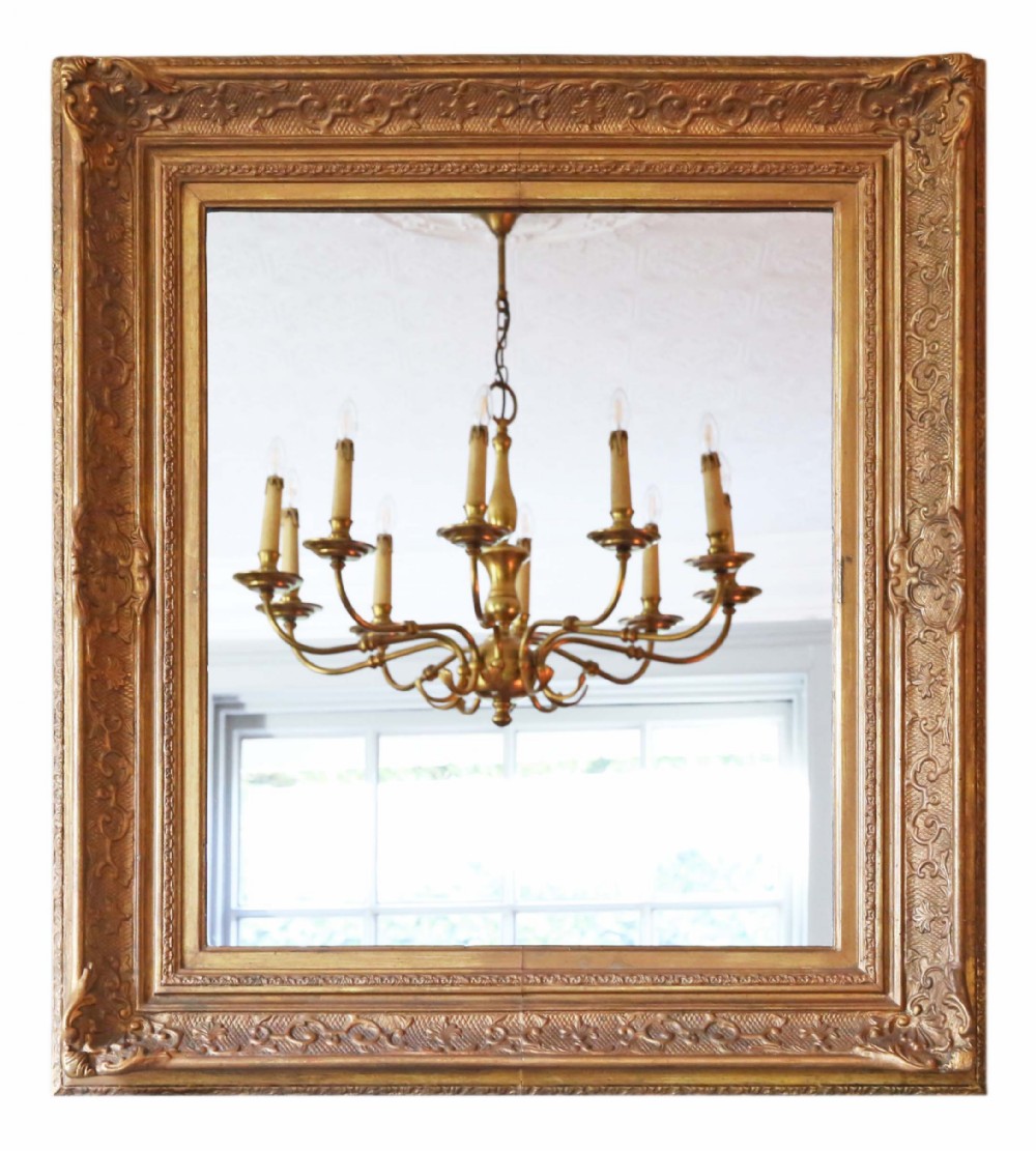Antique large quality gilt over-mantle wall mirror 19th Century