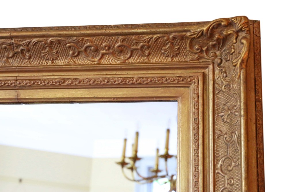 Antique large quality gilt over-mantle wall mirror 19th Century View III
