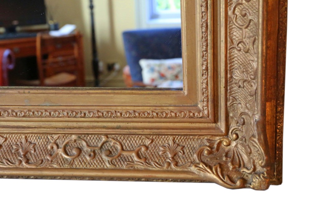 Antique large quality gilt over-mantle wall mirror 19th Century View IV