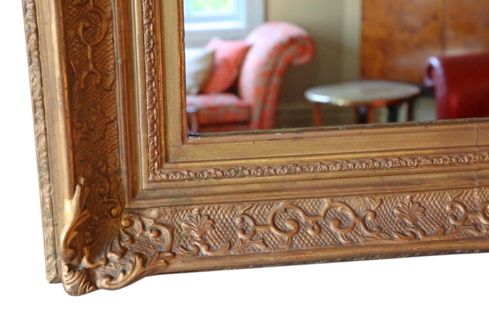 Antique large quality gilt over-mantle wall mirror 19th Century View VI