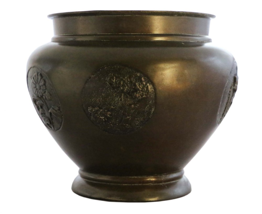 Antique quality Oriental Japanese bronze Jardinière planter Meiji Period Art Nouveau C1910 View V