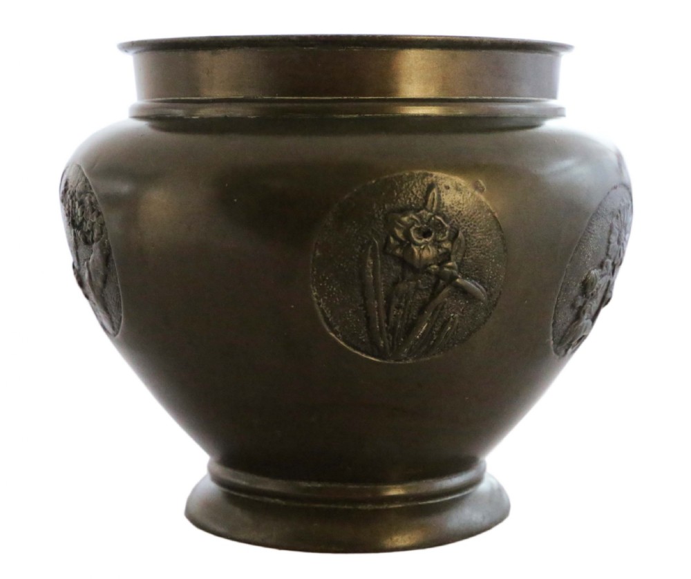 Antique quality Oriental Japanese bronze Jardinière planter Meiji Period Art Nouveau C1910 View VI