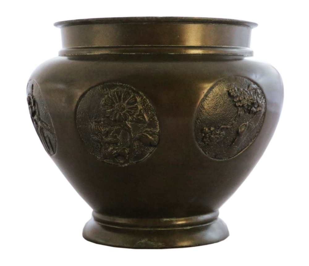 Antique quality Oriental Japanese bronze Jardinière planter Meiji Period Art Nouveau C1910 View VII