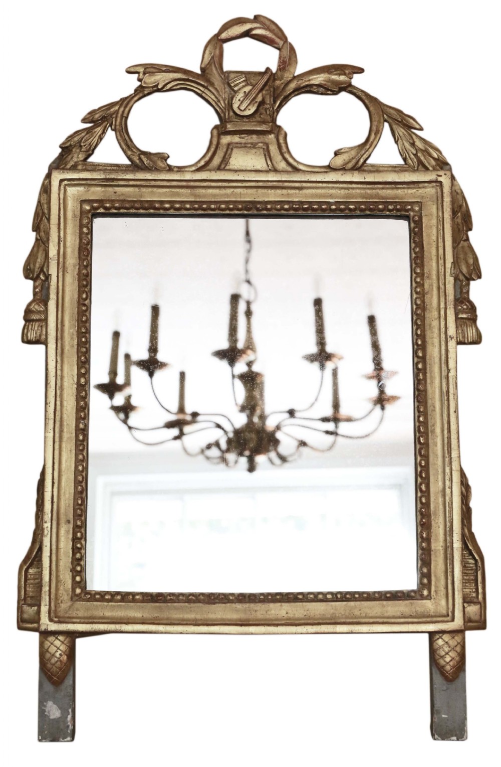 Antique quality early 19th Century gilt overmantle wall mirror