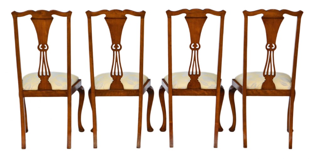 Antique set of four Victorian C1900 marquetry inlaid mahogany dining chairs View VI