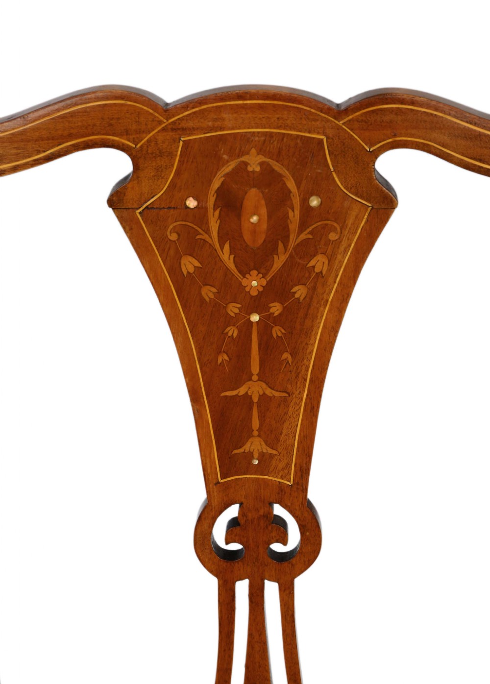 Antique set of four Victorian C1900 marquetry inlaid mahogany dining chairs View VII