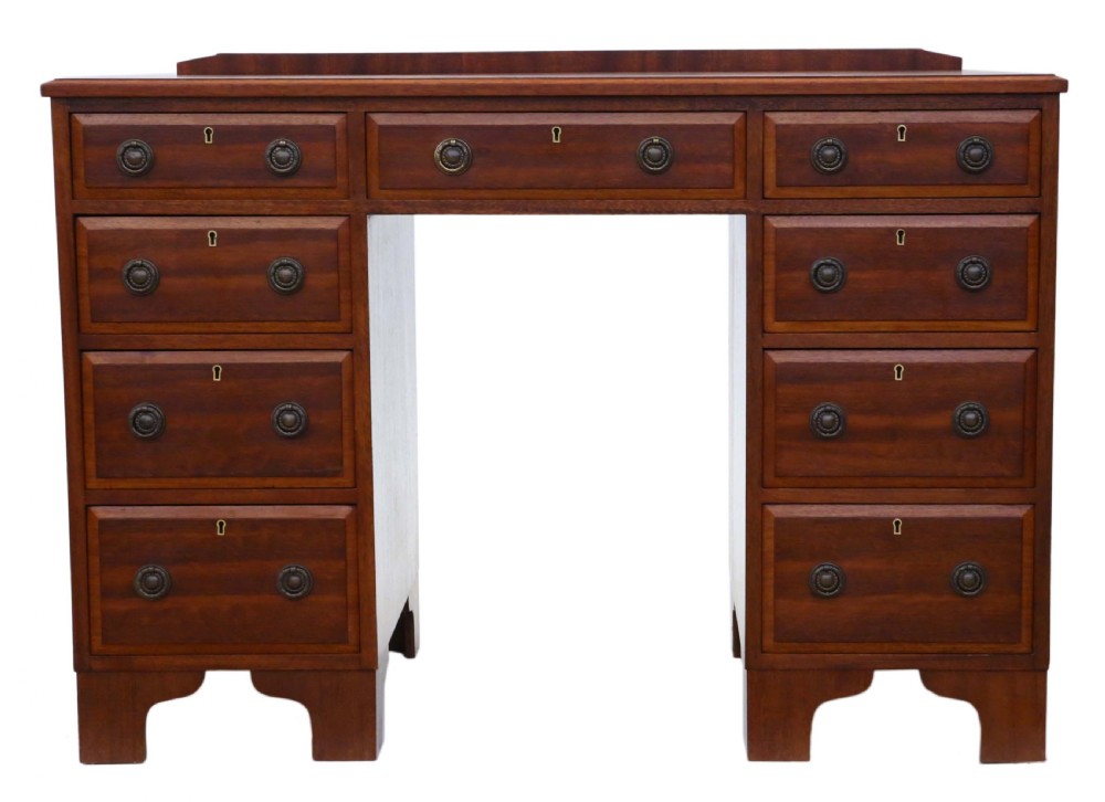 Antique quality mahogany twin pedestal desk C1920 View II