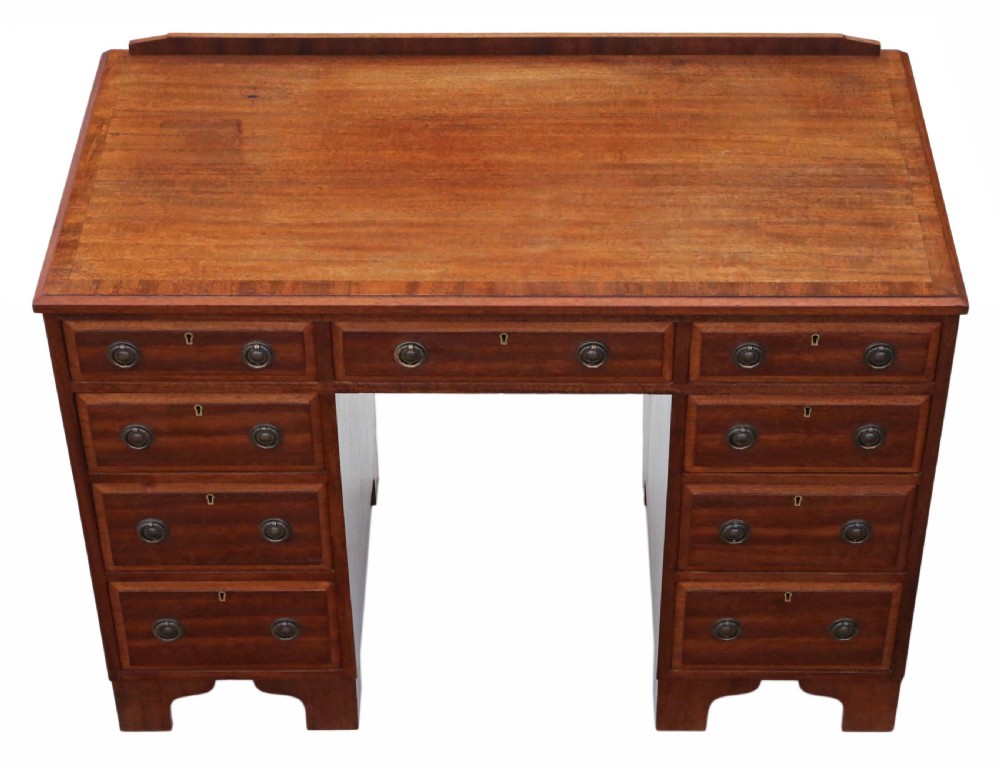Antique quality mahogany twin pedestal desk C1920 View IV