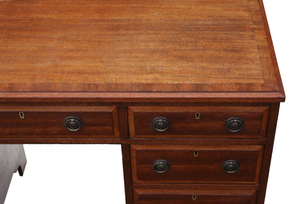 Antique quality mahogany twin pedestal desk C1920 View V
