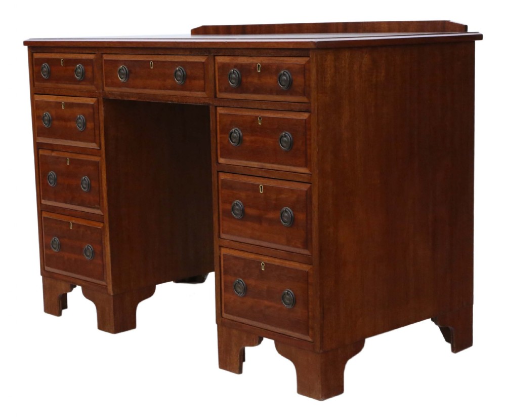 Antique quality mahogany twin pedestal desk C1920 View VI