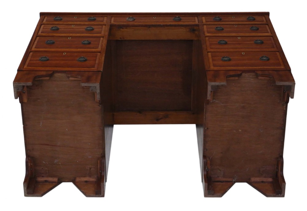 Antique quality mahogany twin pedestal desk C1920 View VIII