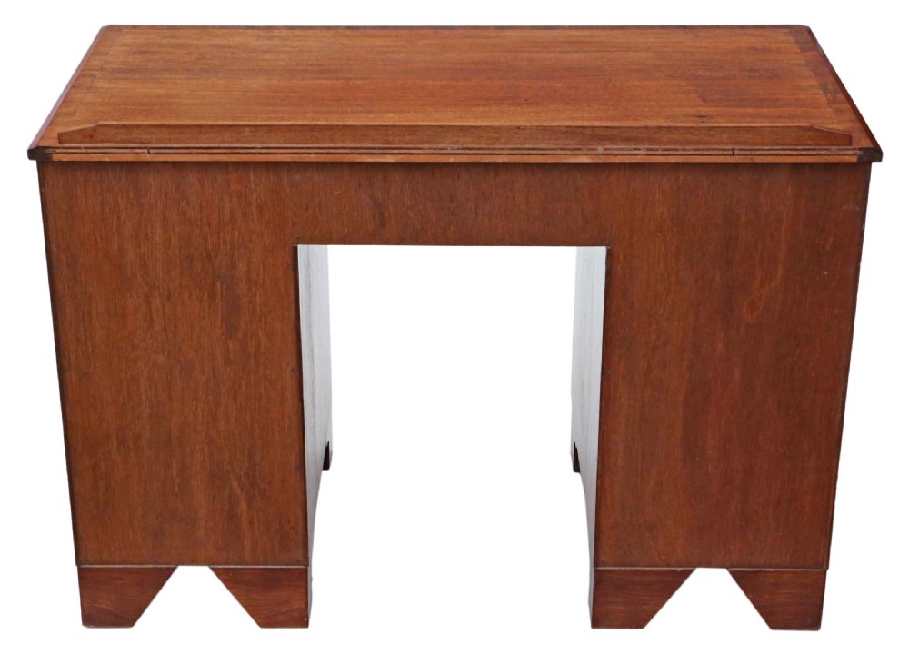 Antique quality mahogany twin pedestal desk C1920 View IX