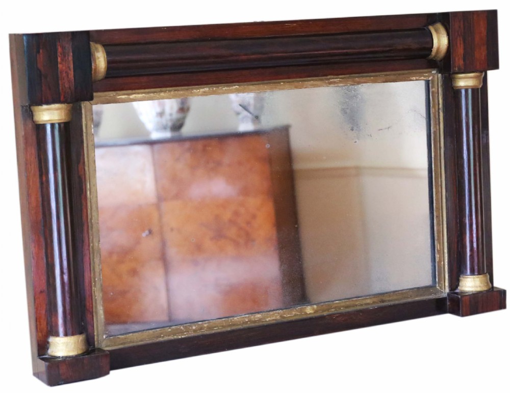 Antique quality Regency mahogany and gilt wall mirror C1825