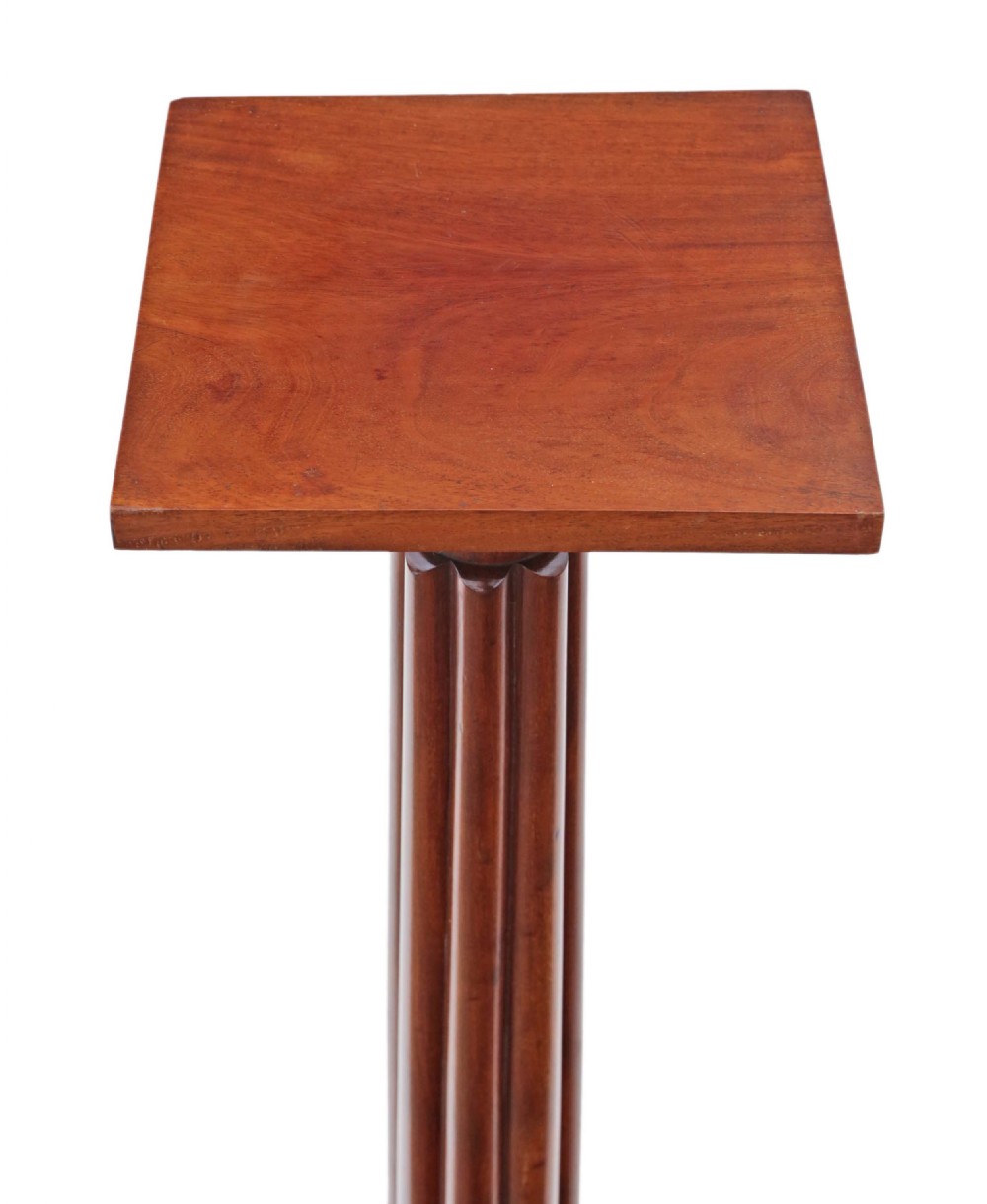 Antique quality Victorian 19th Century mahogany torchiere pedestal plant stand View V