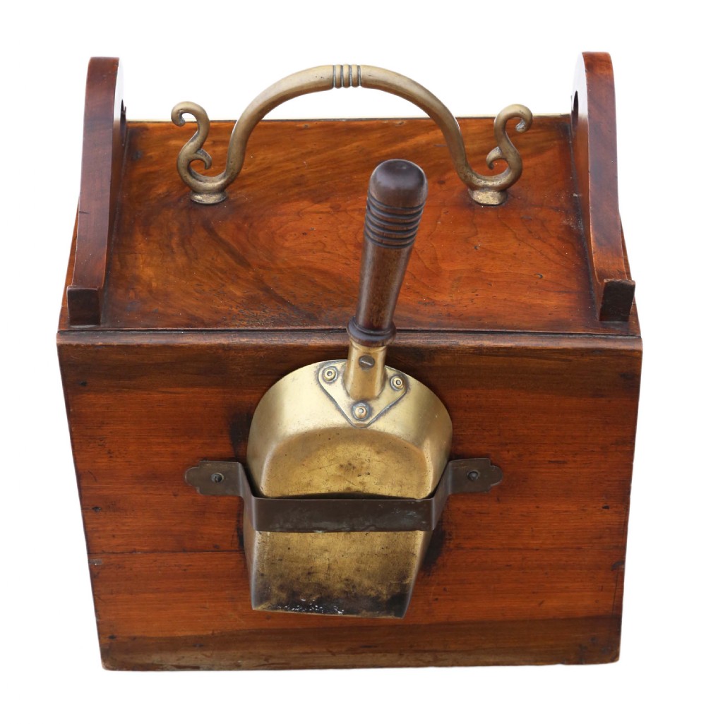 Antique quality Victorian mahogany coal scuttle box C1850 View VI