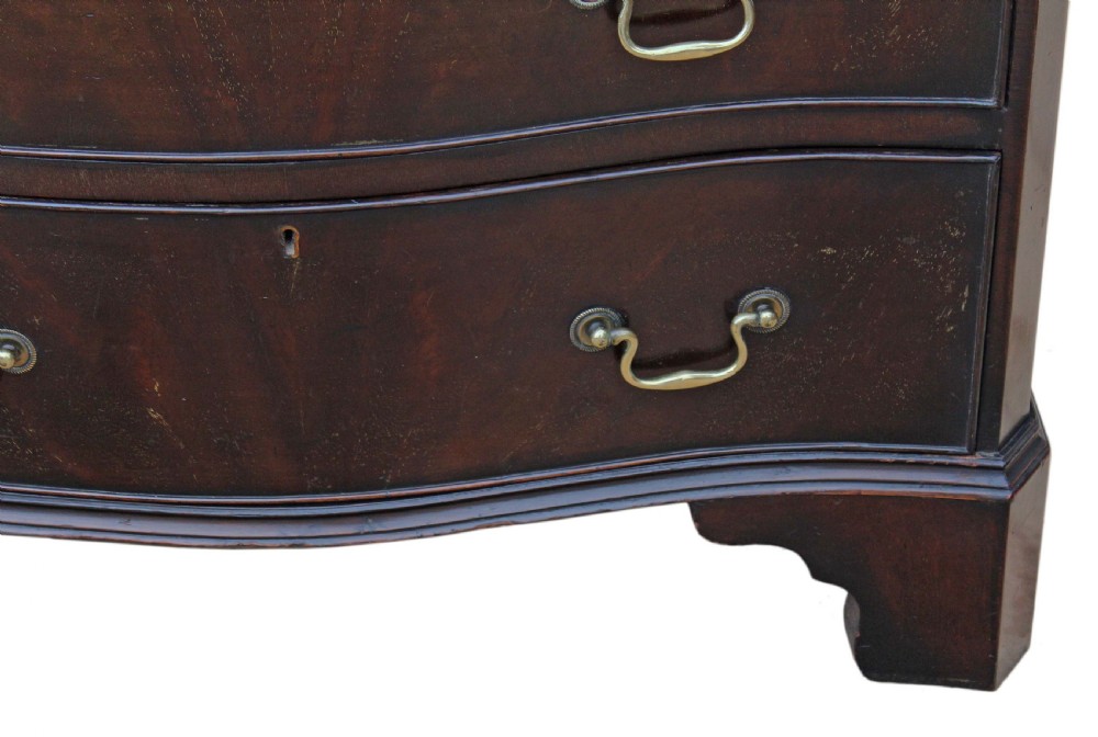 Antique quality Georgian revival small mahogany serpentine chest of drawers View V