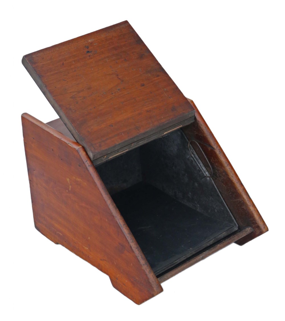 Antique quality Art Nouveau mahogany perdonium coal scuttle box C1910 View III