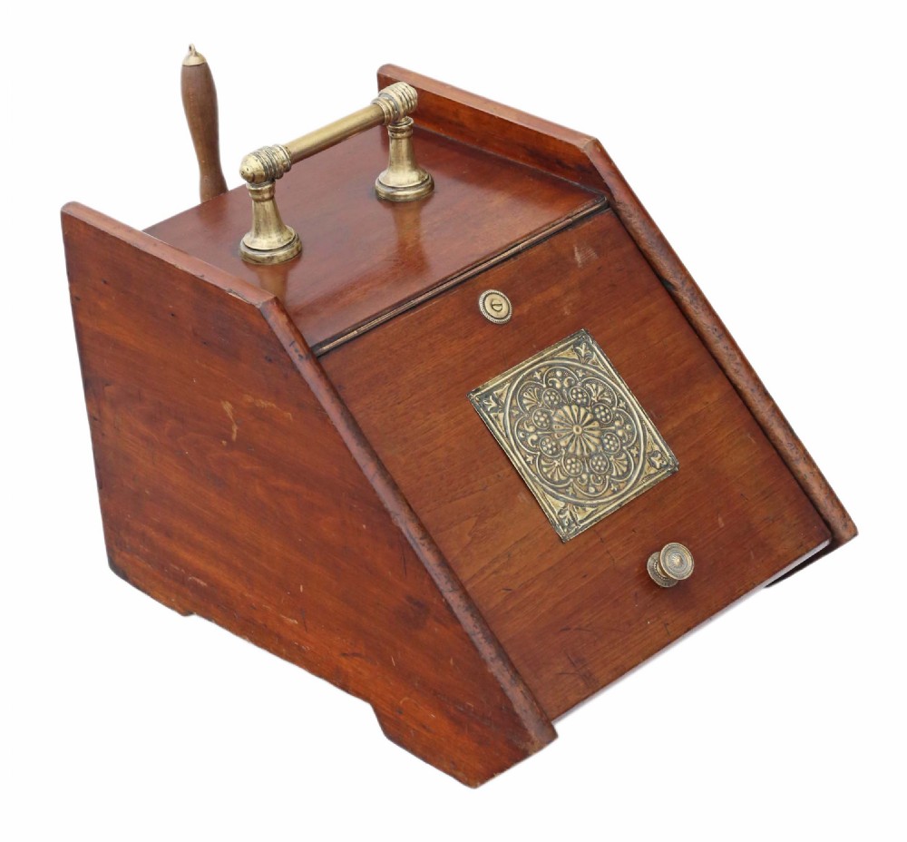 Antique quality Art Nouveau mahogany perdonium coal scuttle box C1910 View IV