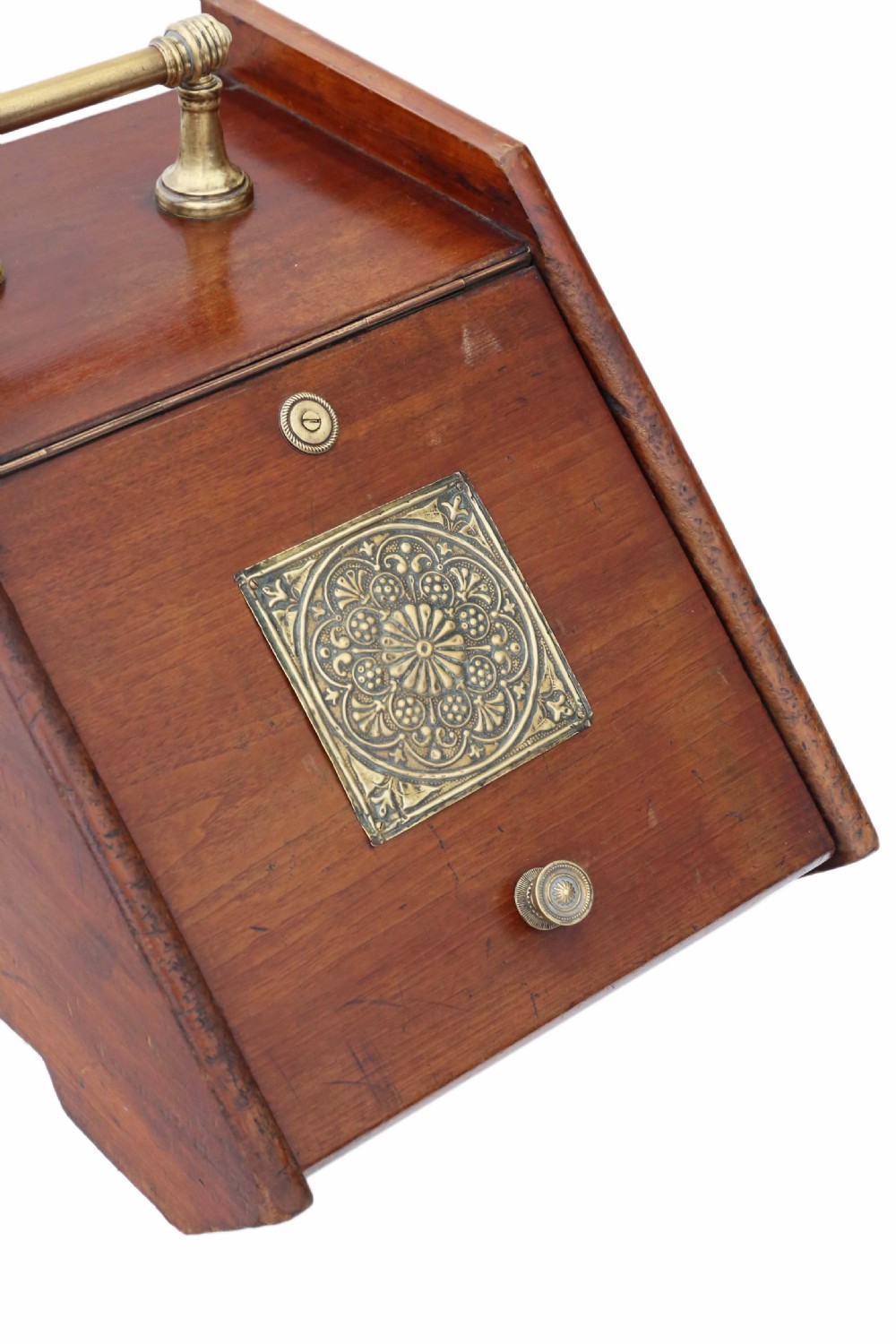 Antique quality Art Nouveau mahogany perdonium coal scuttle box C1910 View V