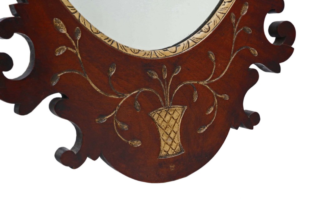 Antique large Regency revival mahogany and gilt wall mirror C1900 View V