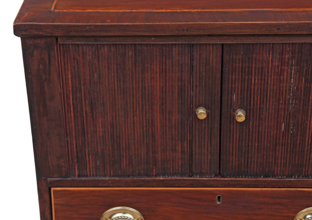 Antique Edwardian mahogany bedside chest of drawers table View VIII