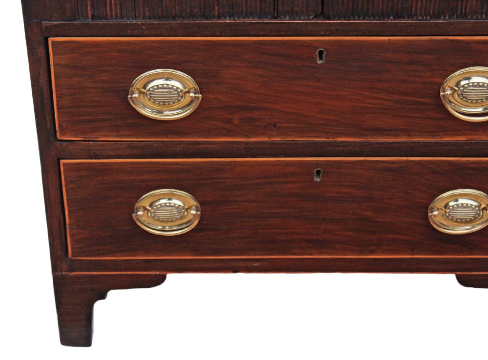 Antique Edwardian mahogany bedside chest of drawers table View IX