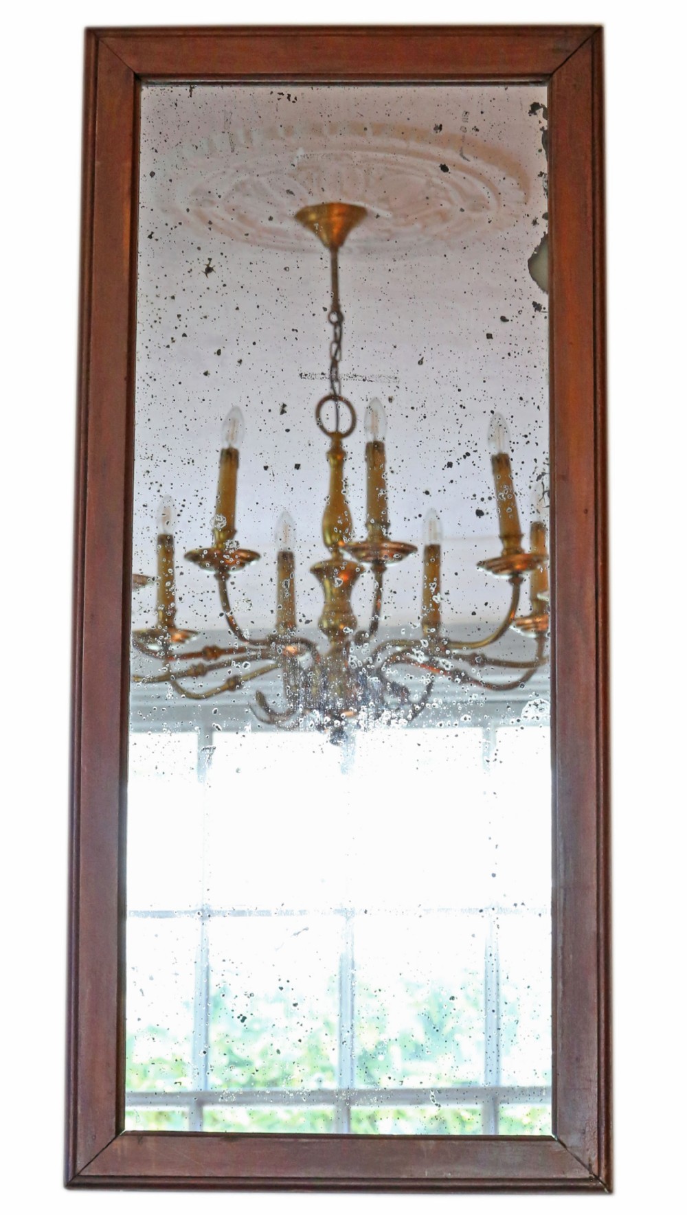 Antique large walnut overmantle wall mirror 19th Century