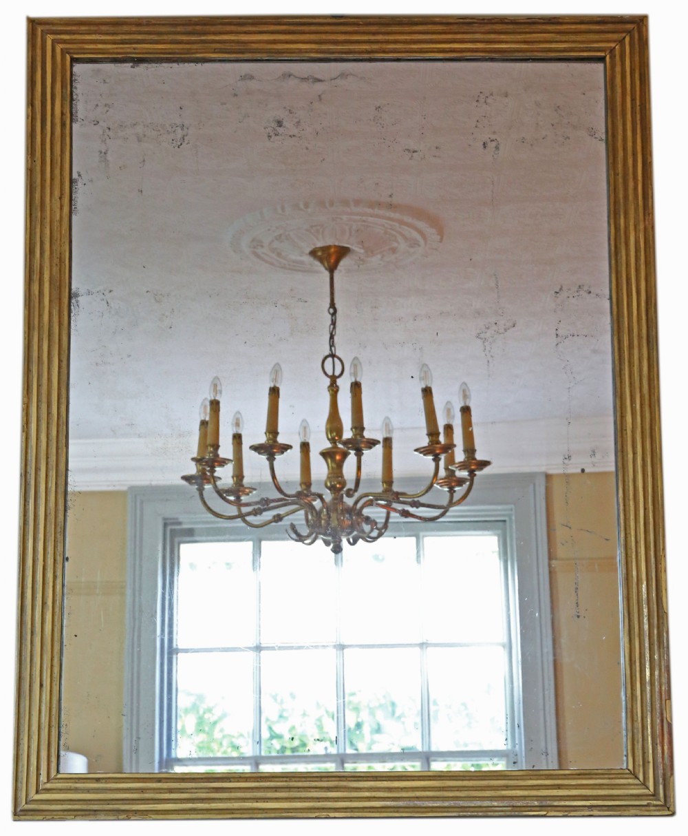 Antique large early 19th Century gilt overmantle wall mirror