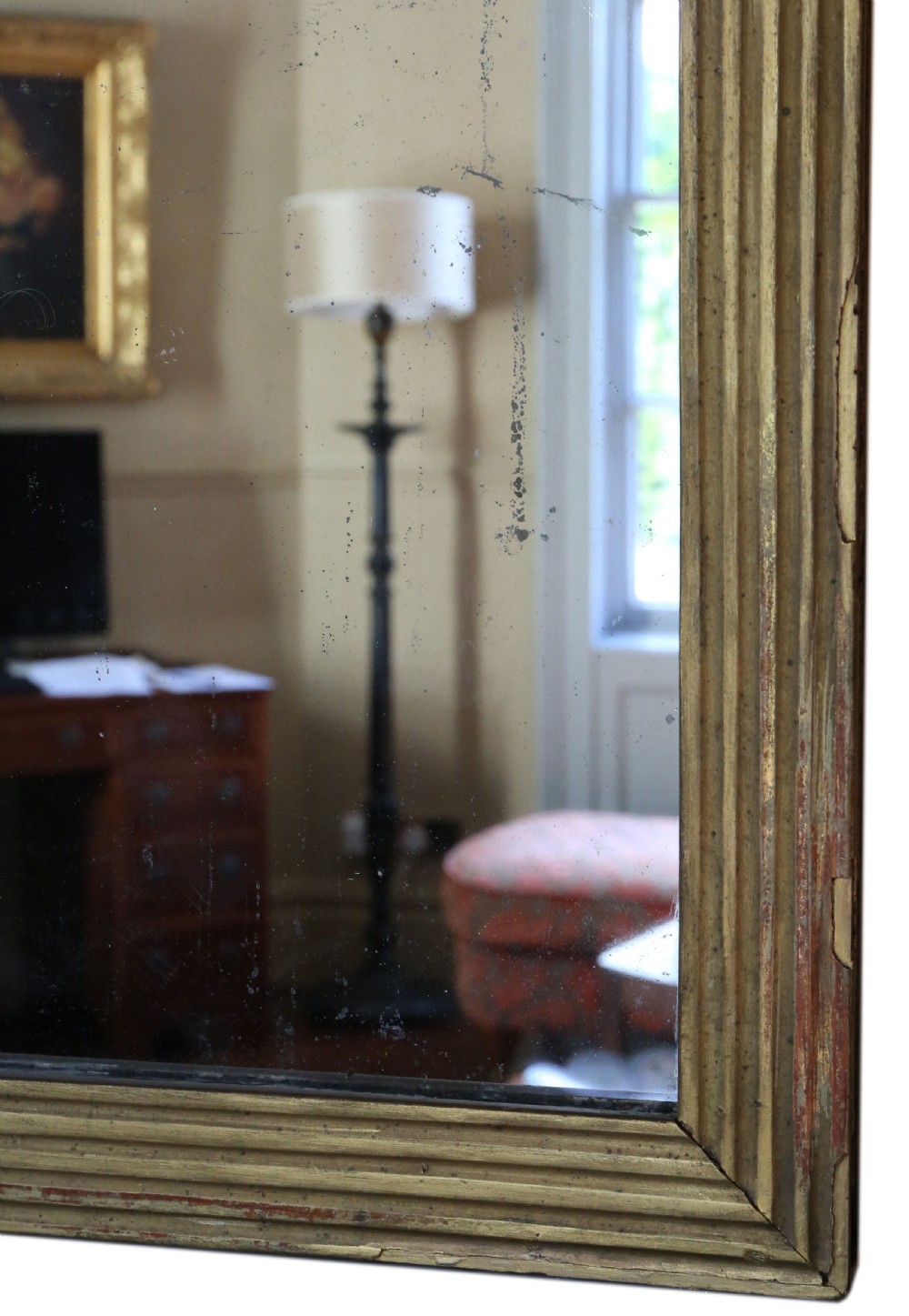 Antique large early 19th Century gilt overmantle wall mirror View IV