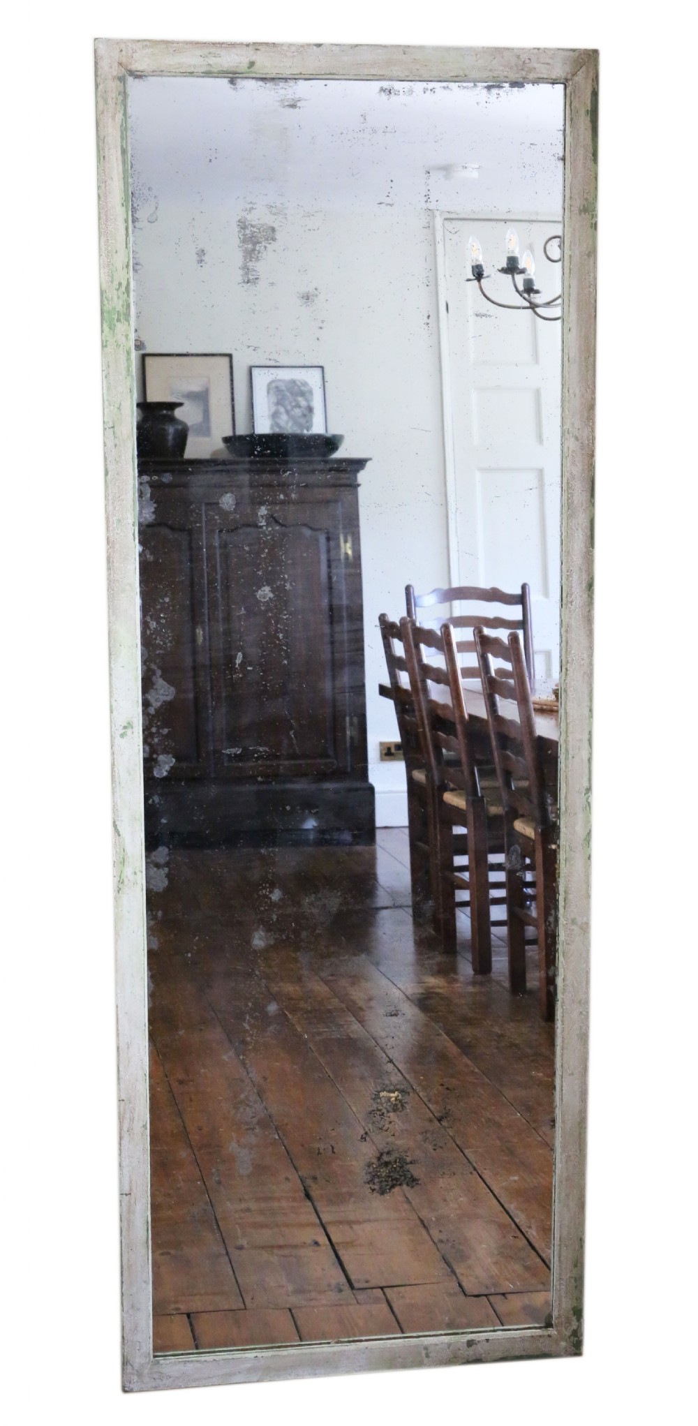 Antique large painted early 20th Century full height tailors wall mirror