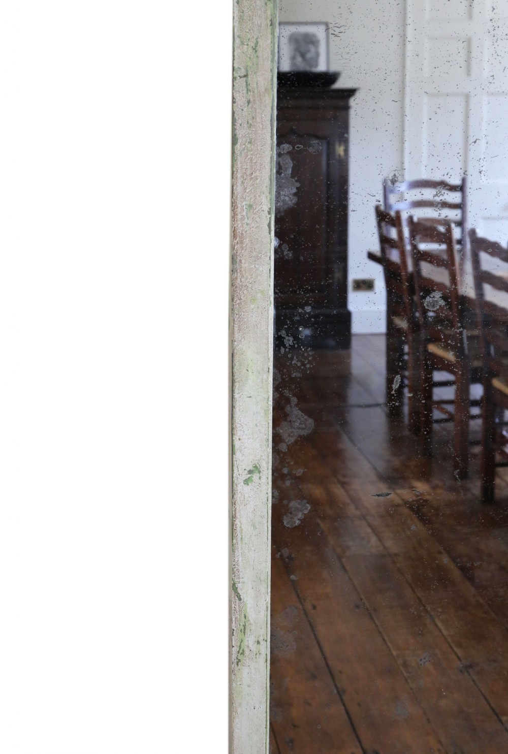 Antique large painted early 20th Century full height tailors wall mirror View III