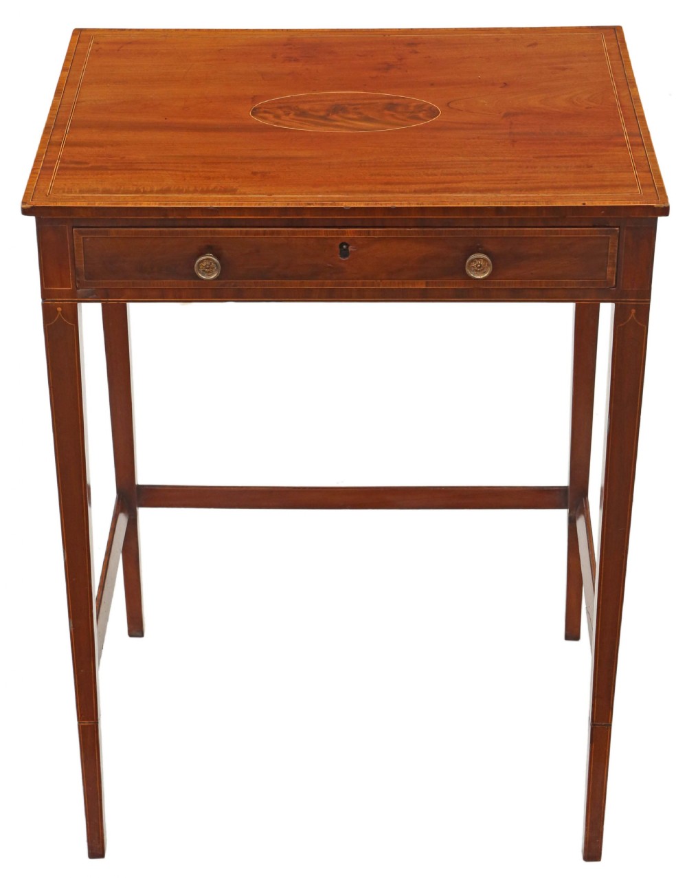 Antique fine quality early 19th Century inlaid mahogany compact side writing table Edwards and Roberts
