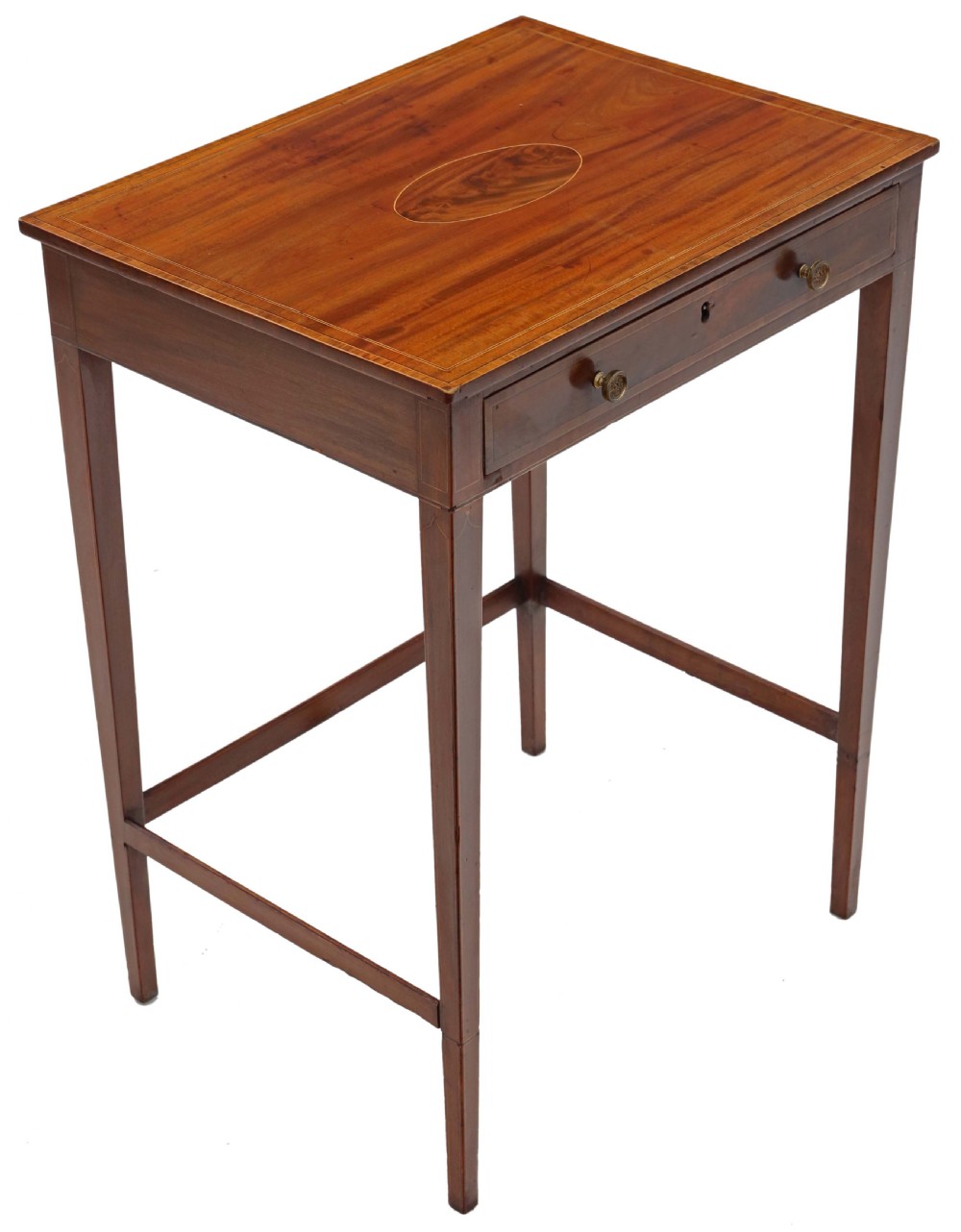 Antique fine quality early 19th Century inlaid mahogany compact side writing table Edwards and Roberts View III
