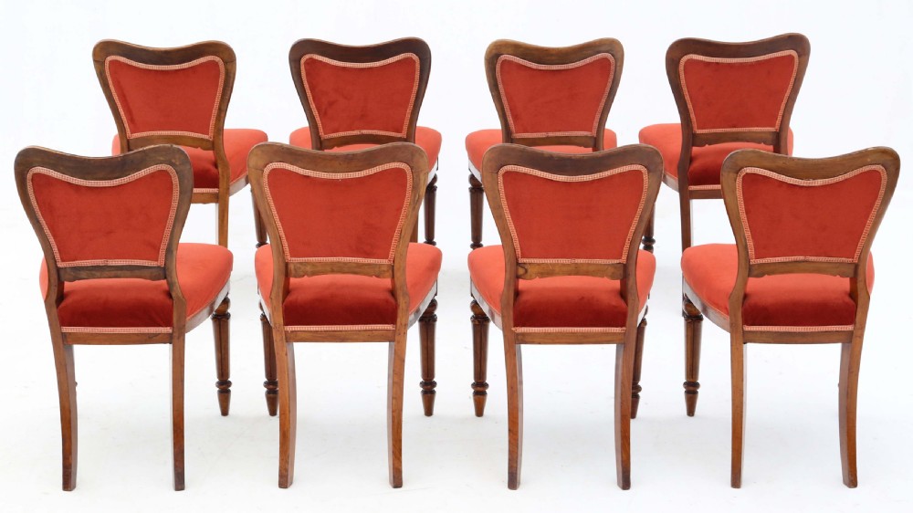 Antique fine quality set of eight Victorian walnut dining chairs 19th Century View II