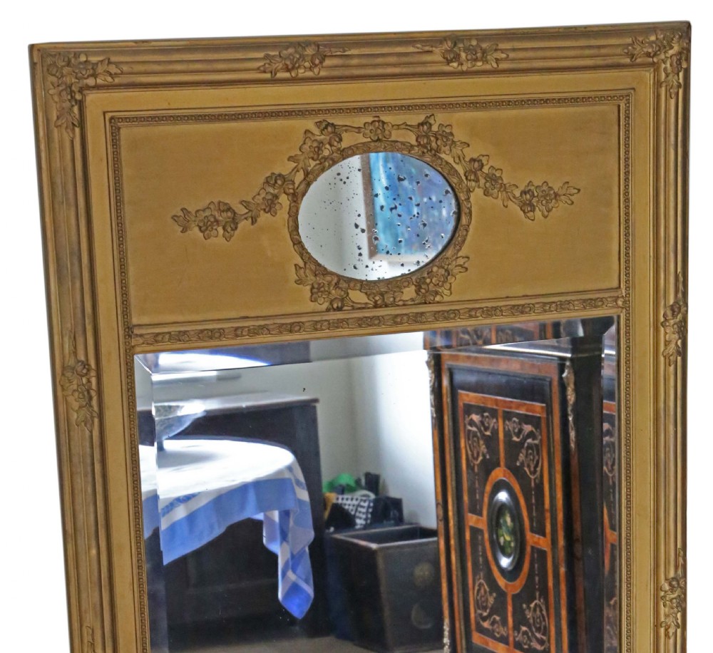 Antique C1900 large quality gilt trumeau wall mirror View II