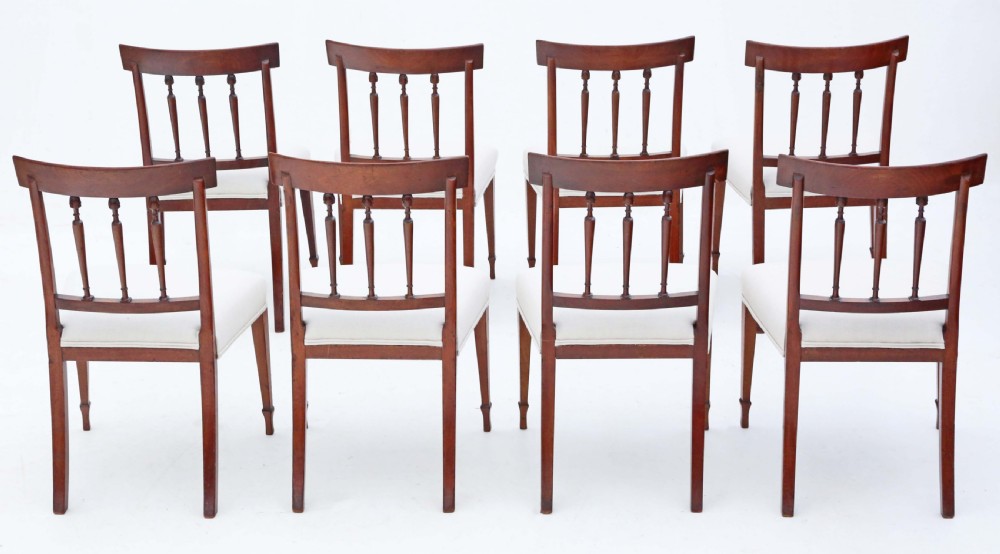 Antique fine quality set of eight mahogany marquetry dining chairs early 19th Century View II