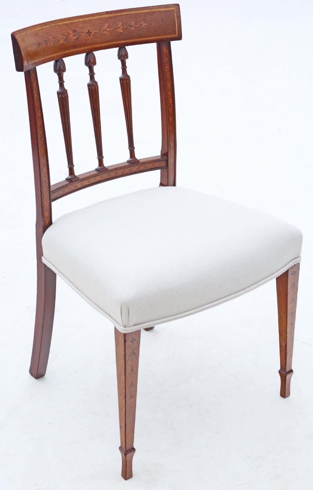 Antique fine quality set of eight mahogany marquetry dining chairs early 19th Century View III