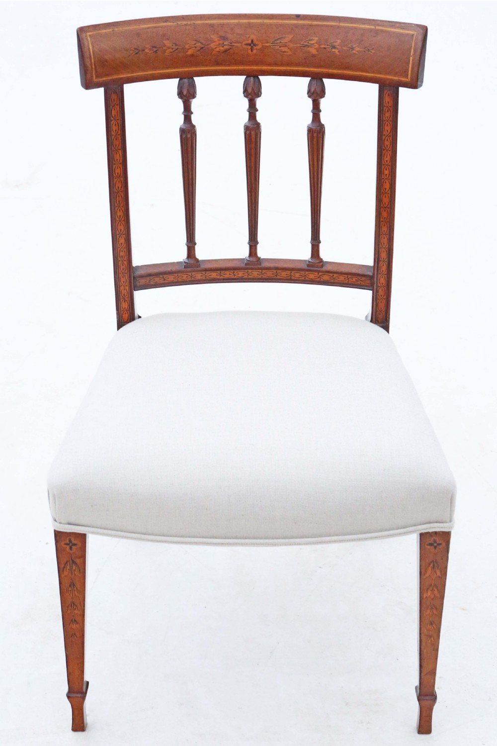 Antique fine quality set of eight mahogany marquetry dining chairs early 19th Century View IV