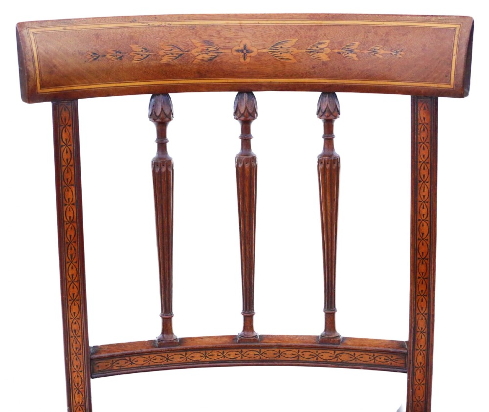 Antique fine quality set of eight mahogany marquetry dining chairs early 19th Century View V