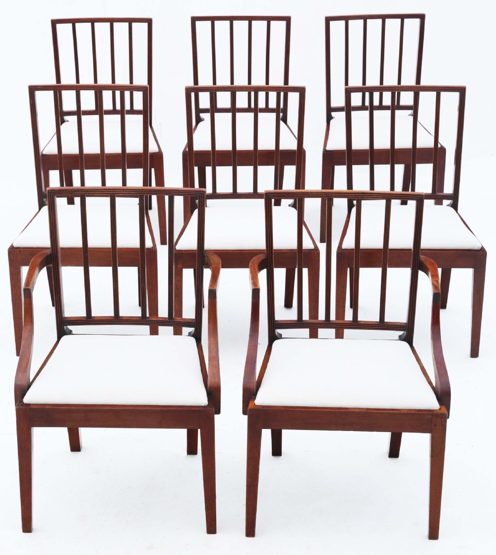 Antique fine quality set of eight (6 plus 2) mahogany dining chairs C1820