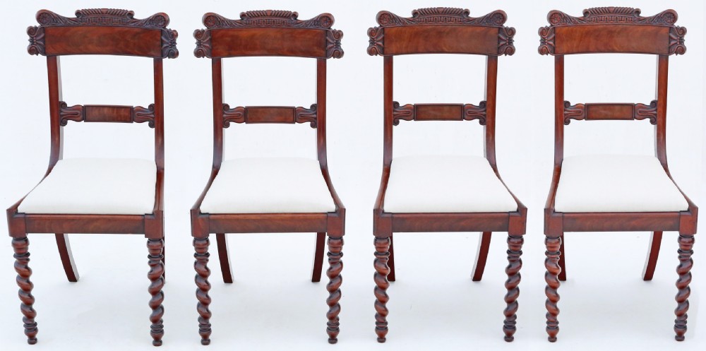 Antique fine quality set of Four Regency / William IV mahogany dining chairs C1830
