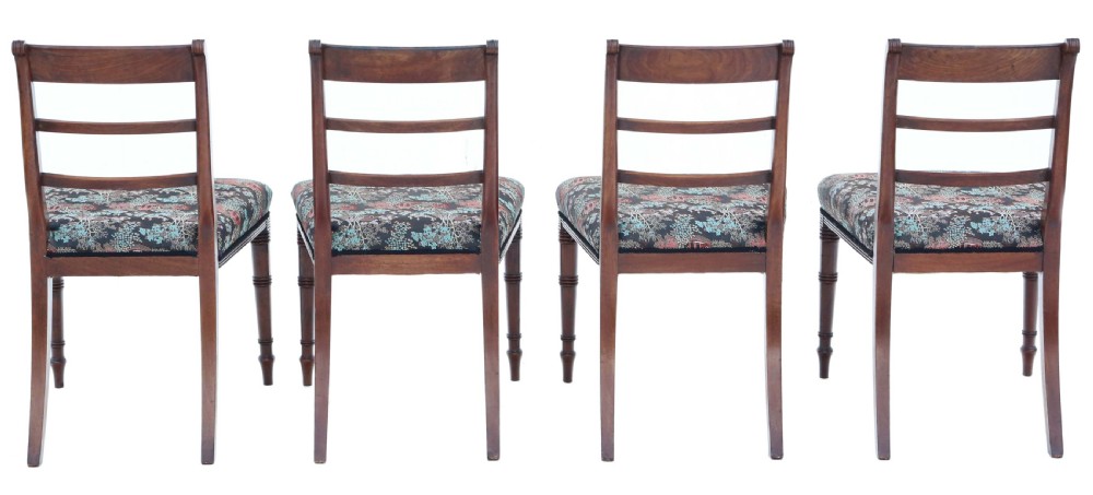 Antique quality set of Four Georgian mahogany dining chairs C1800 Chinoiserie fabric View II