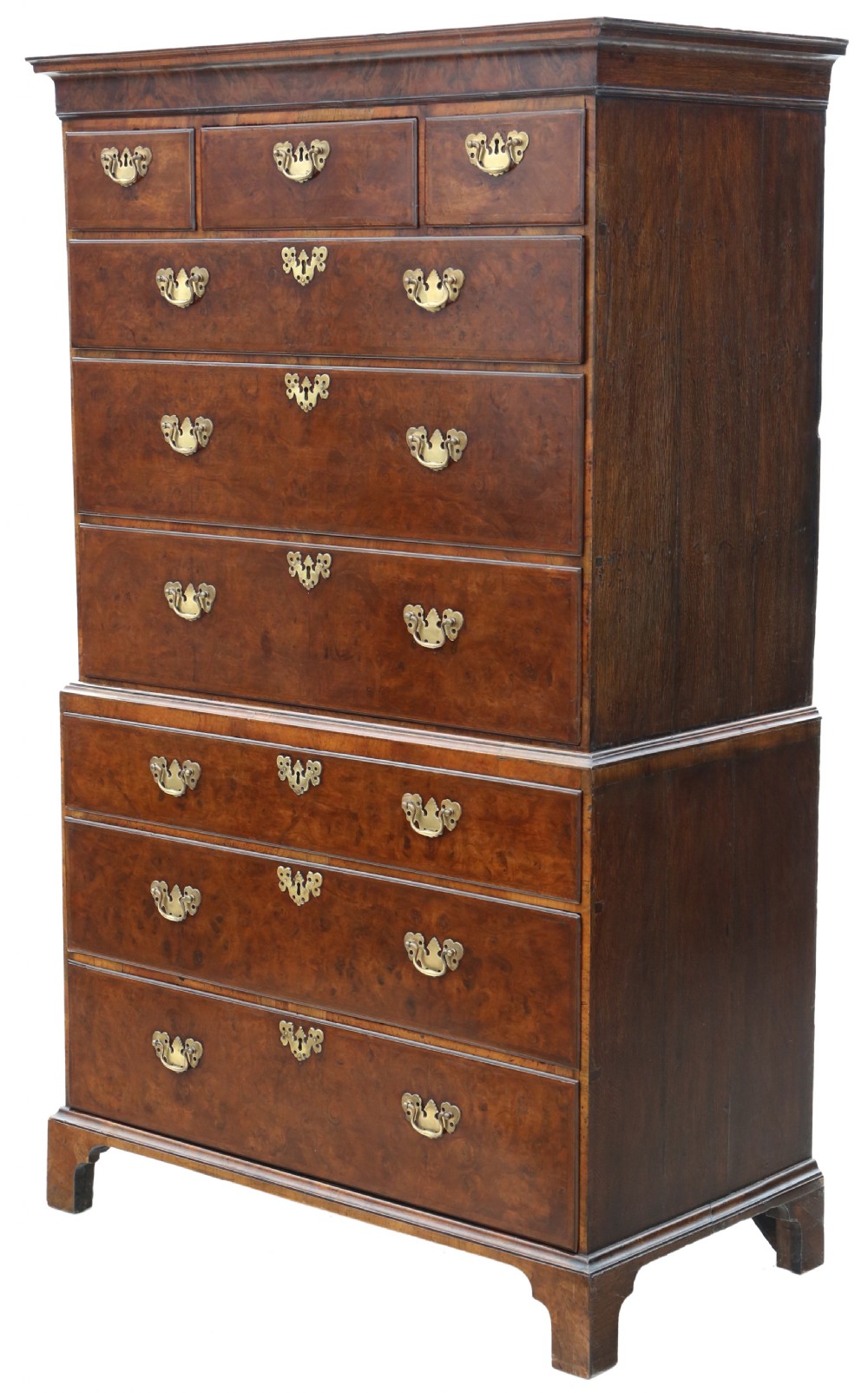 Antique 18th Century burr walnut tallboy chest on chest of drawers View II