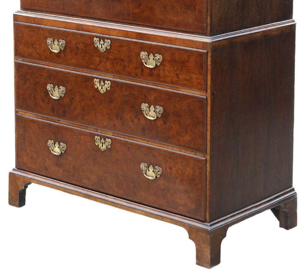 Antique 18th Century burr walnut tallboy chest on chest of drawers View X