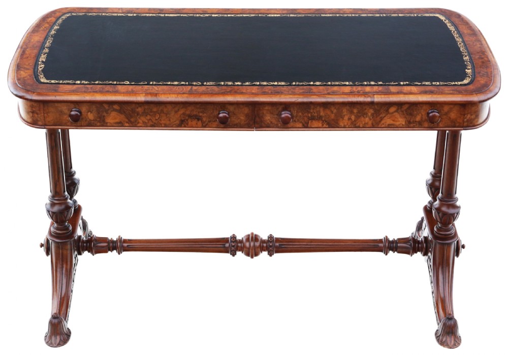 Antique fine quality 19th Century burr walnut library writing table