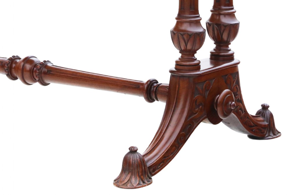 Antique fine quality 19th Century burr walnut library writing table View V
