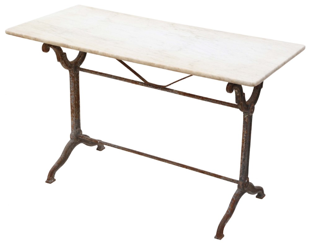 Antique 19th Century marble and cast iron garden dining table